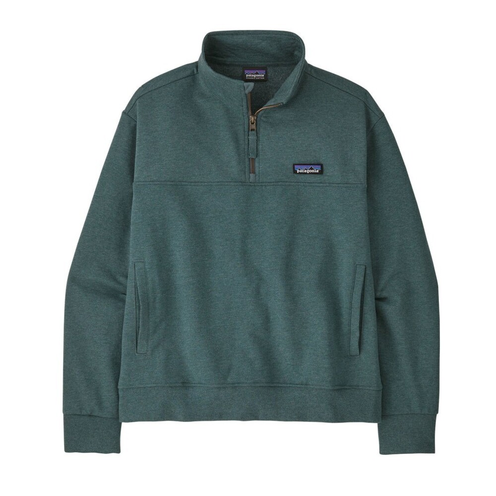 Patagonia Women's S Ahnya 1/4 Zip Pullover Sweatshirt Teal Organic Cotton 51884